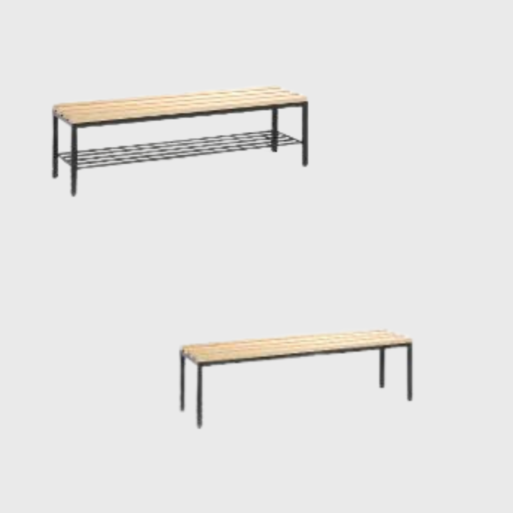 Steel bench with wooden slats